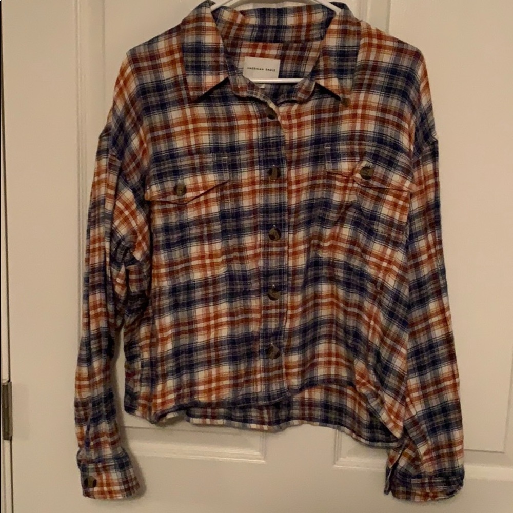 American Eagle cropped flannel